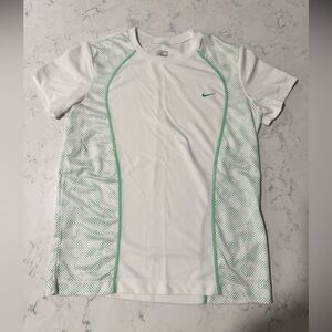Nike White Dri-Fit Tee with Green Accents